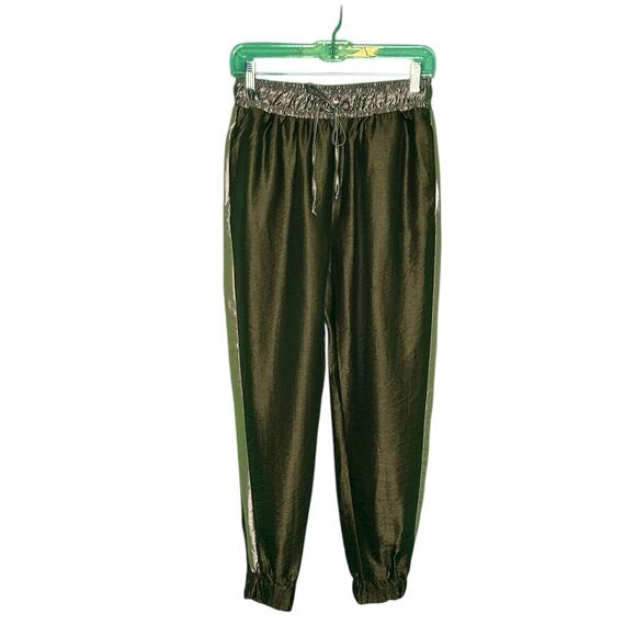 Zara gold green satin effect pull on cuffed pants size Small - Picture 12 of 13